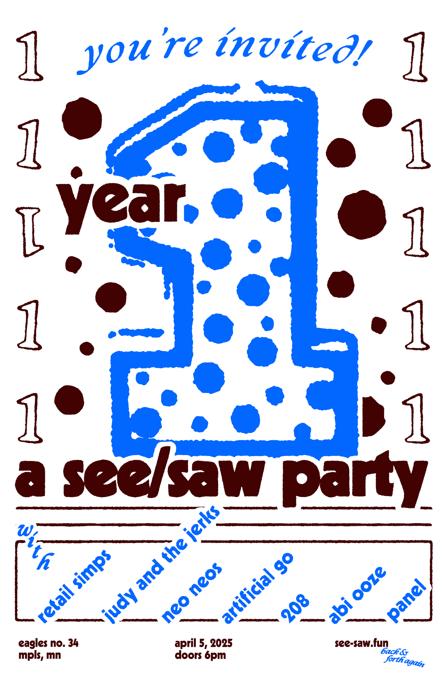 [tickets] year 1: a see/saw party on April 5 in Minneapolis